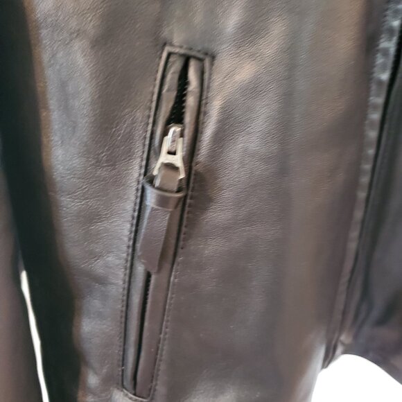 NWT Polo Ralph Lauren Men's Cafe Racer sheepskin leather jacket Polo Black Sz L - Picture 9 of 16